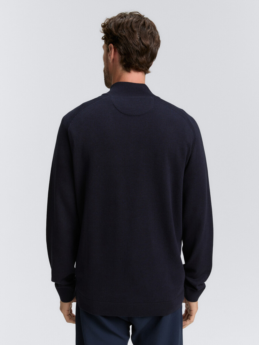 maglione lavorato a maglia troyer con ricamo del logo
