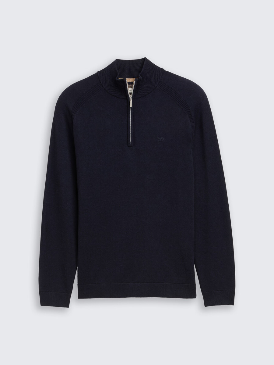 maglione lavorato a maglia troyer con ricamo del logo