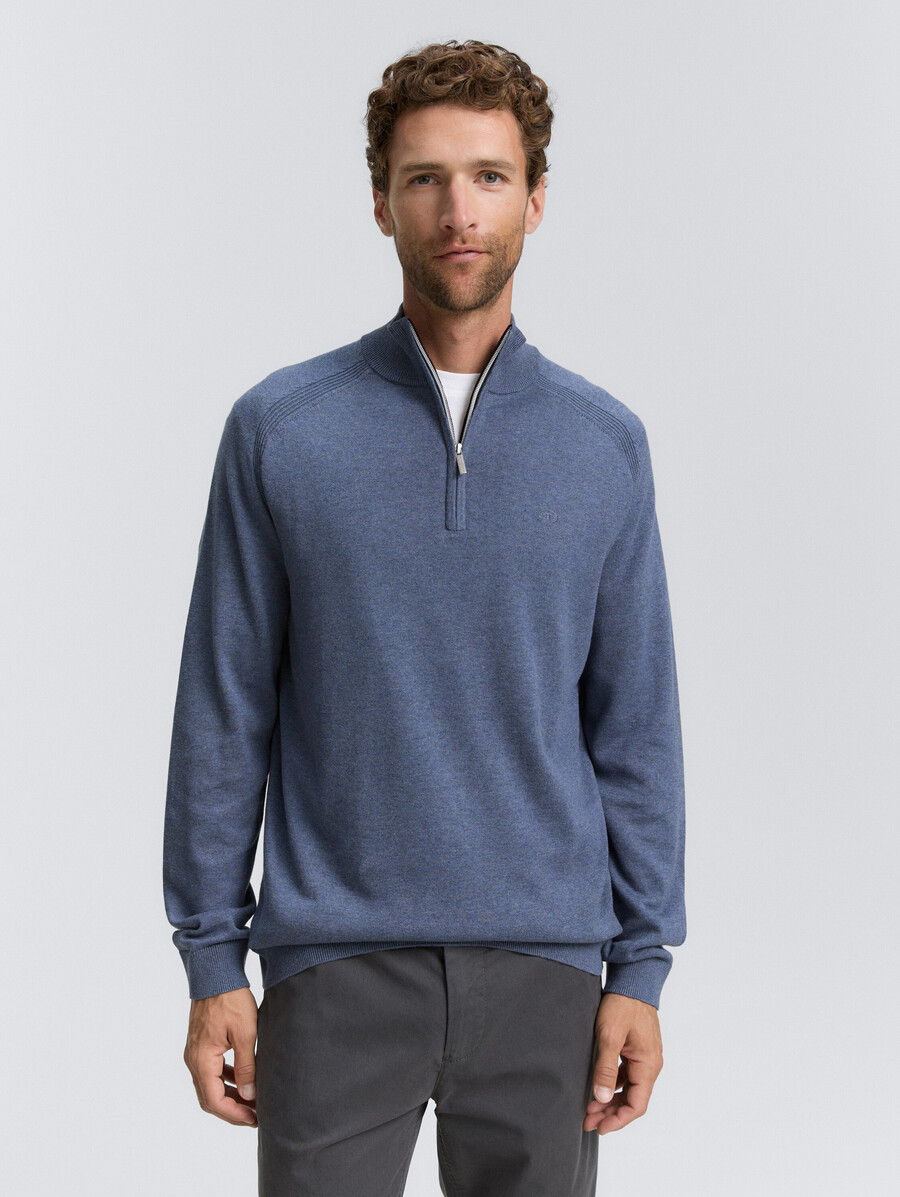 maglione lavorato a maglia troyer con ricamo del logo