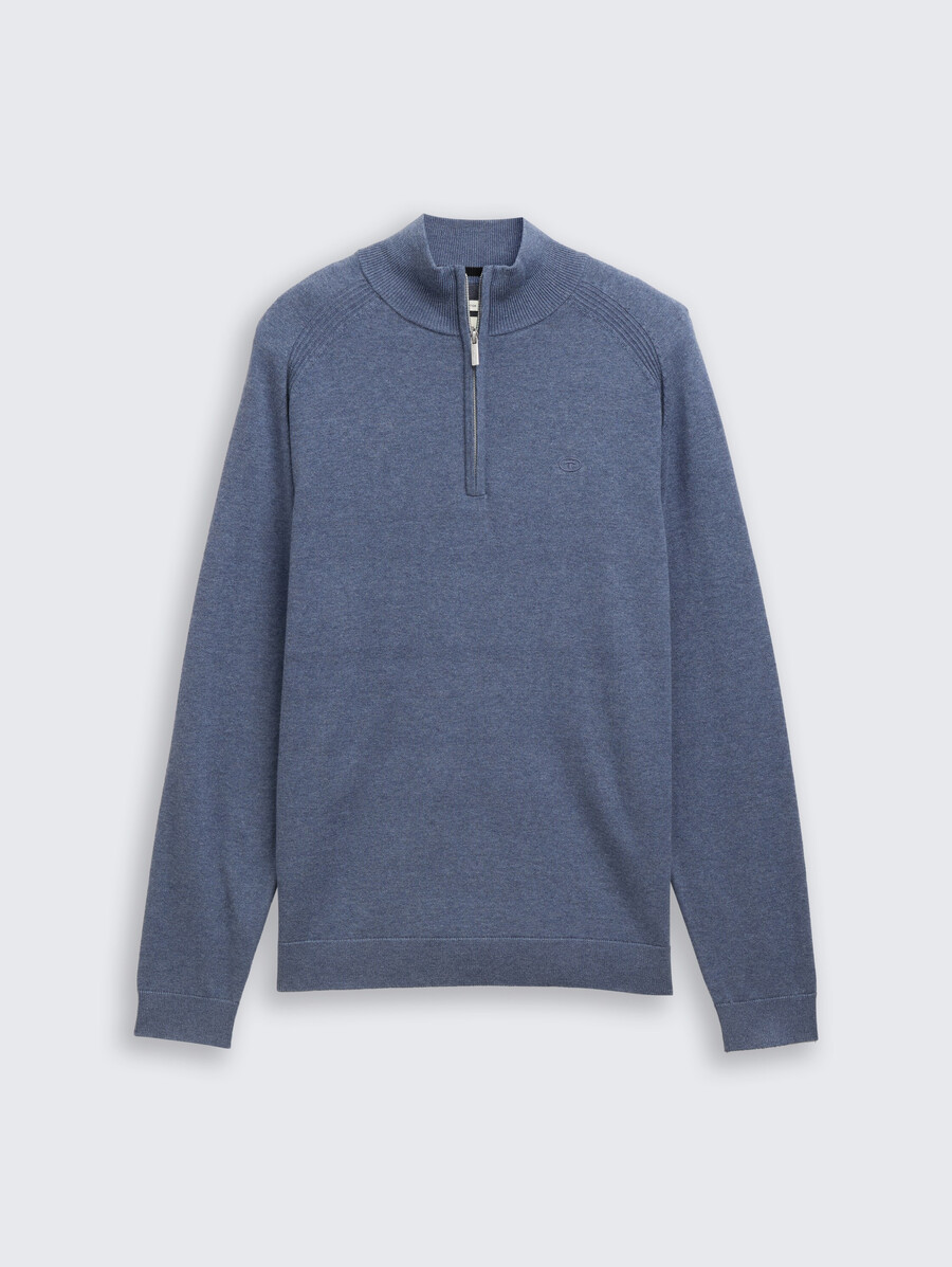 maglione lavorato a maglia troyer con ricamo del logo