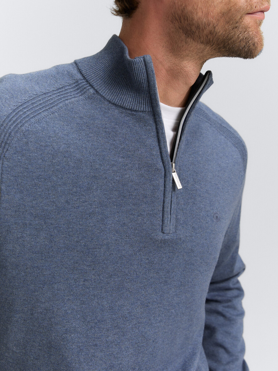 maglione lavorato a maglia troyer con ricamo del logo