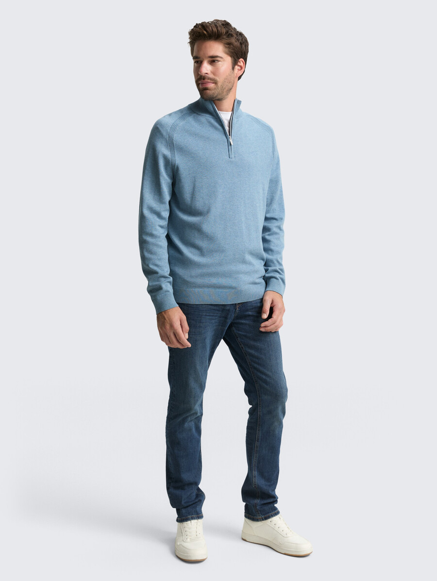 maglione lavorato a maglia troyer con ricamo del logo