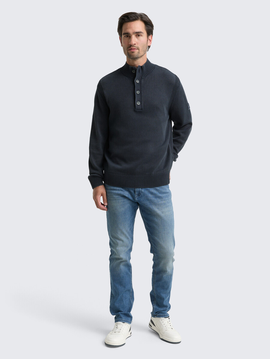 maglione lavorato a maglia troyer in cotone lavato