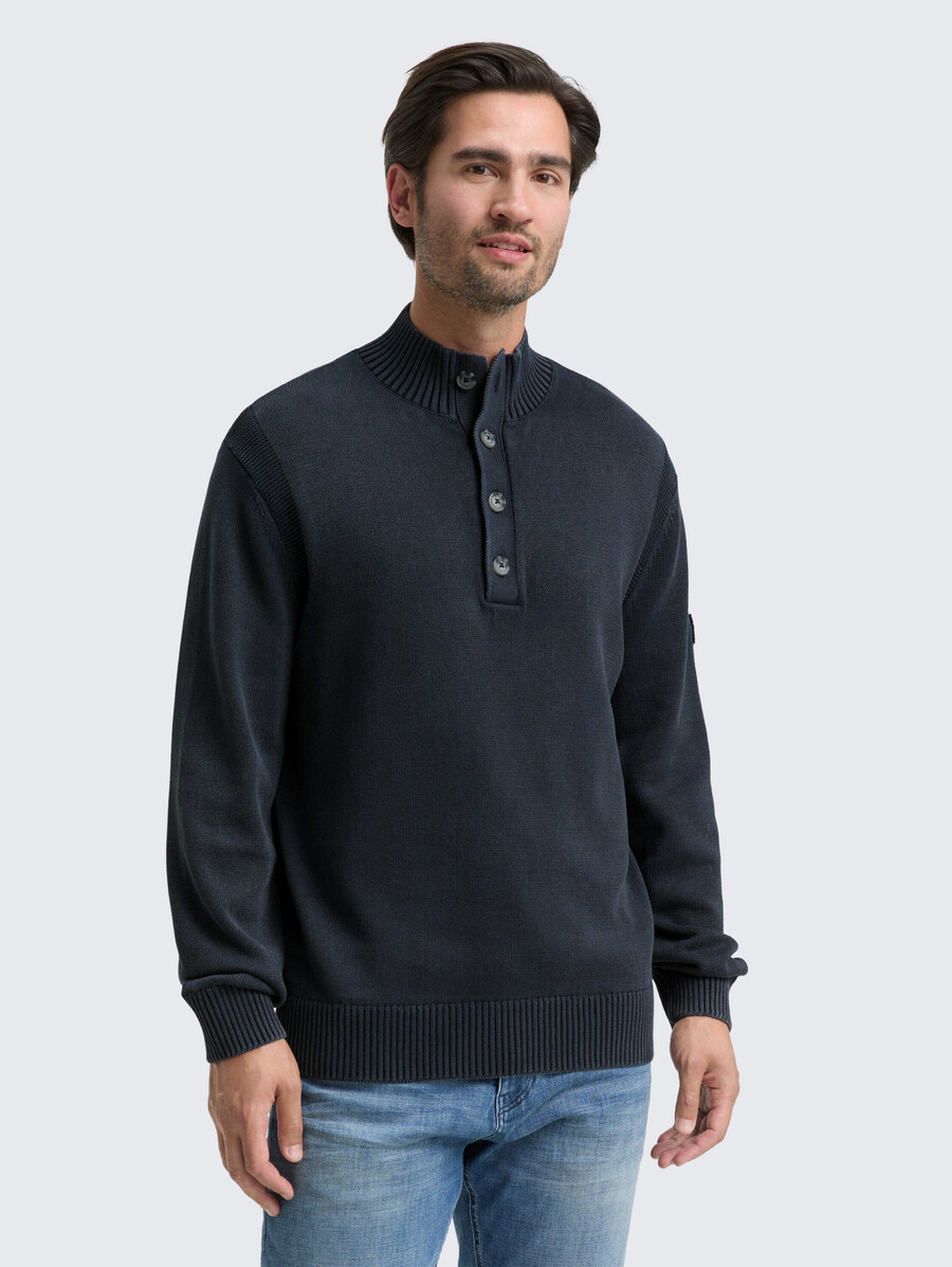 maglione lavorato a maglia troyer in cotone lavato