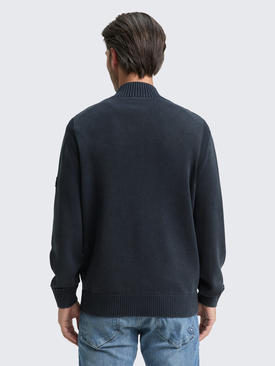 maglione lavorato a maglia troyer in cotone lavato