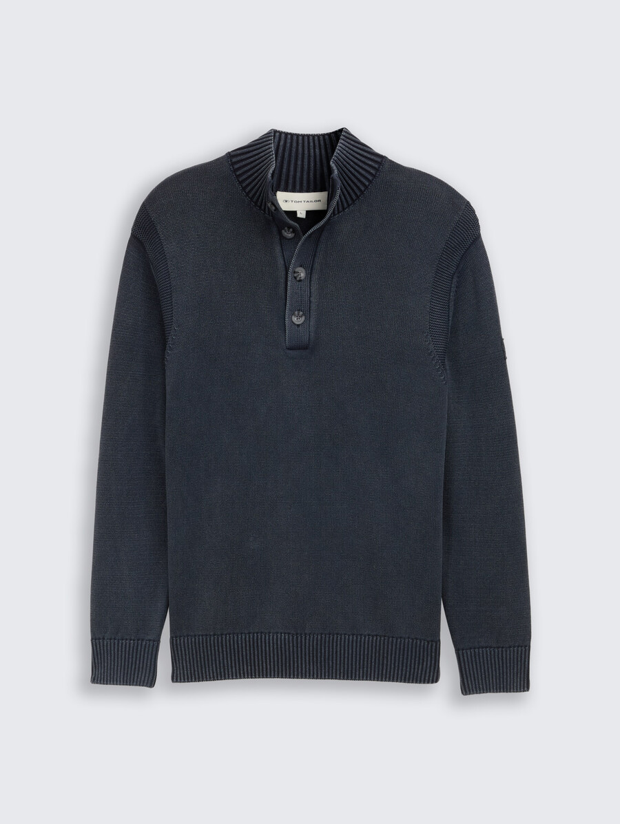 maglione lavorato a maglia troyer in cotone lavato