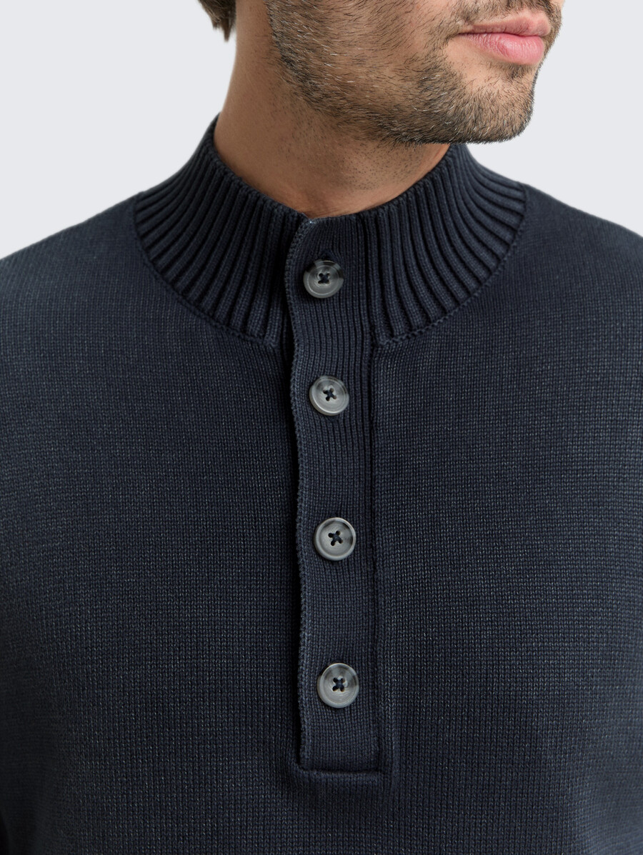 maglione lavorato a maglia troyer in cotone lavato