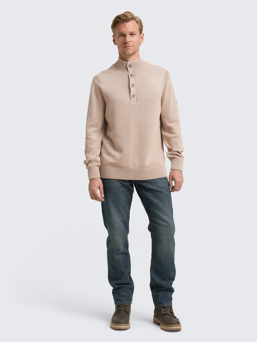 maglione lavorato a maglia troyer in cotone lavato