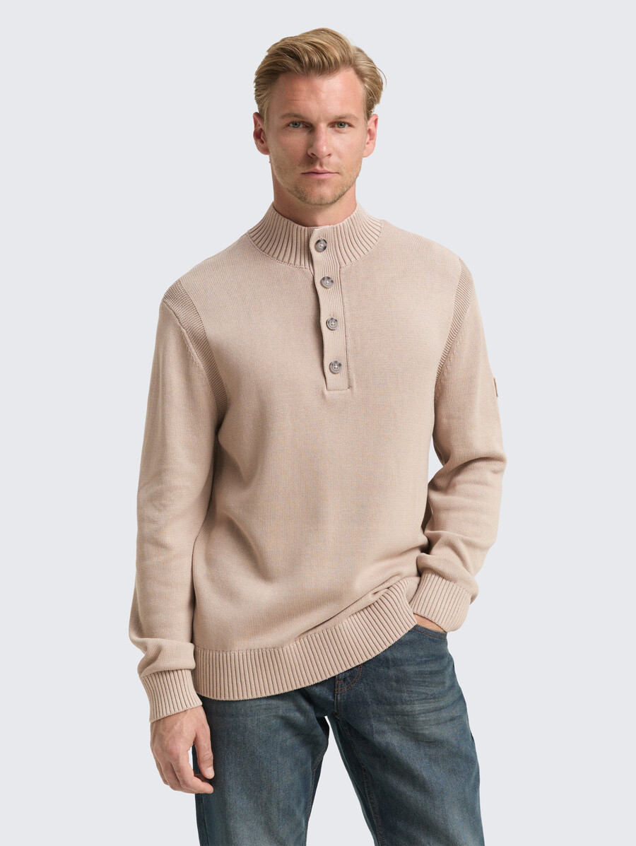 maglione lavorato a maglia troyer in cotone lavato