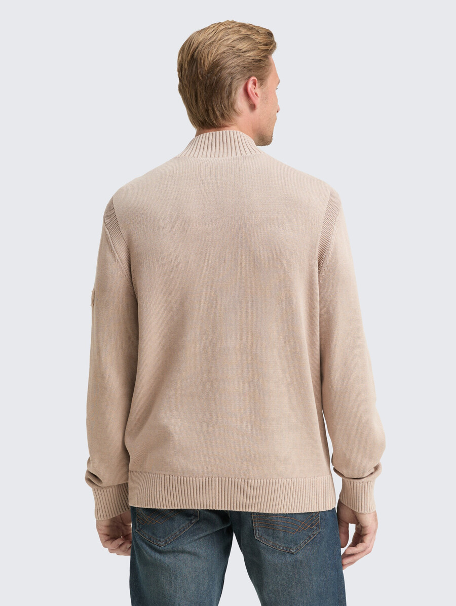maglione lavorato a maglia troyer in cotone lavato