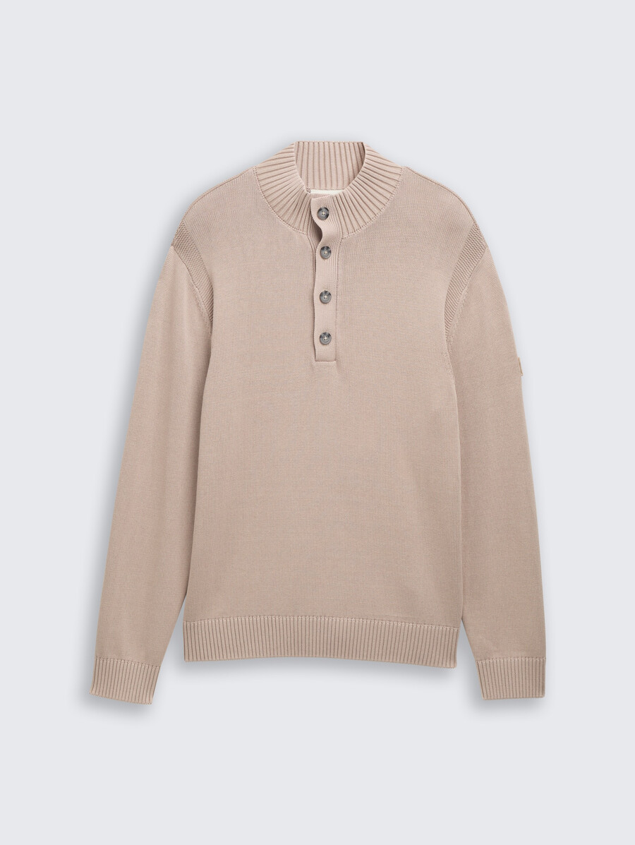 maglione lavorato a maglia troyer in cotone lavato