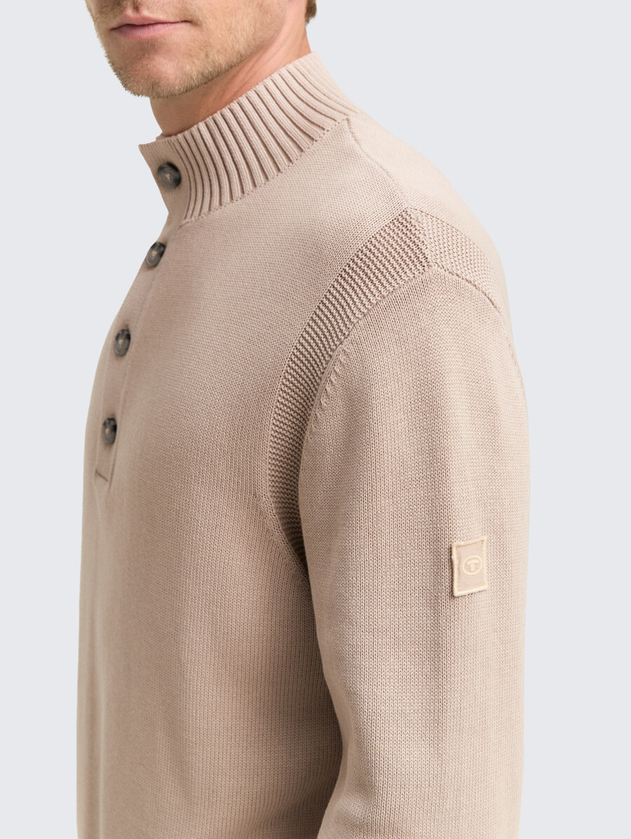 maglione lavorato a maglia troyer in cotone lavato