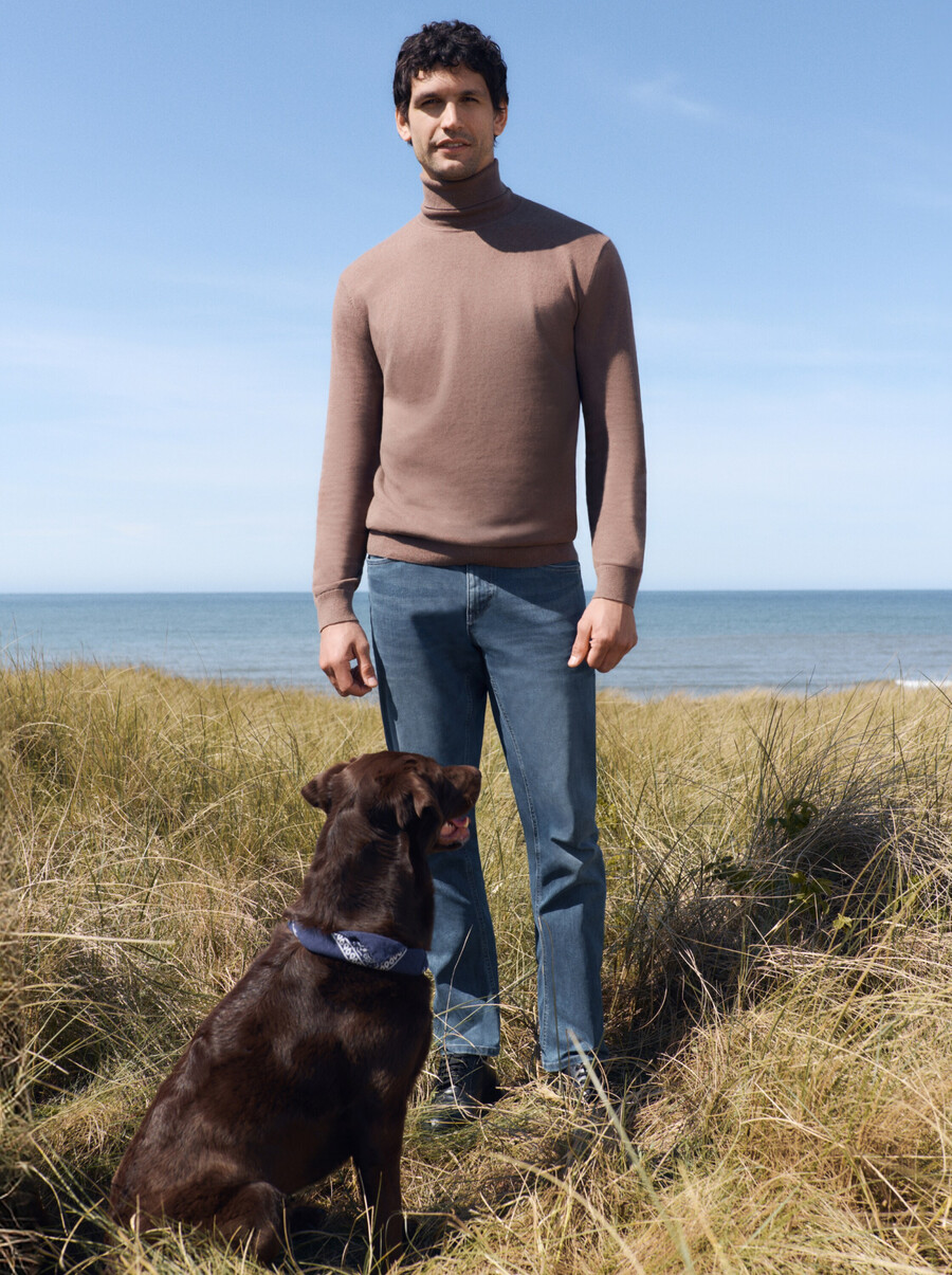 maglione a collo alto in misto cashmere