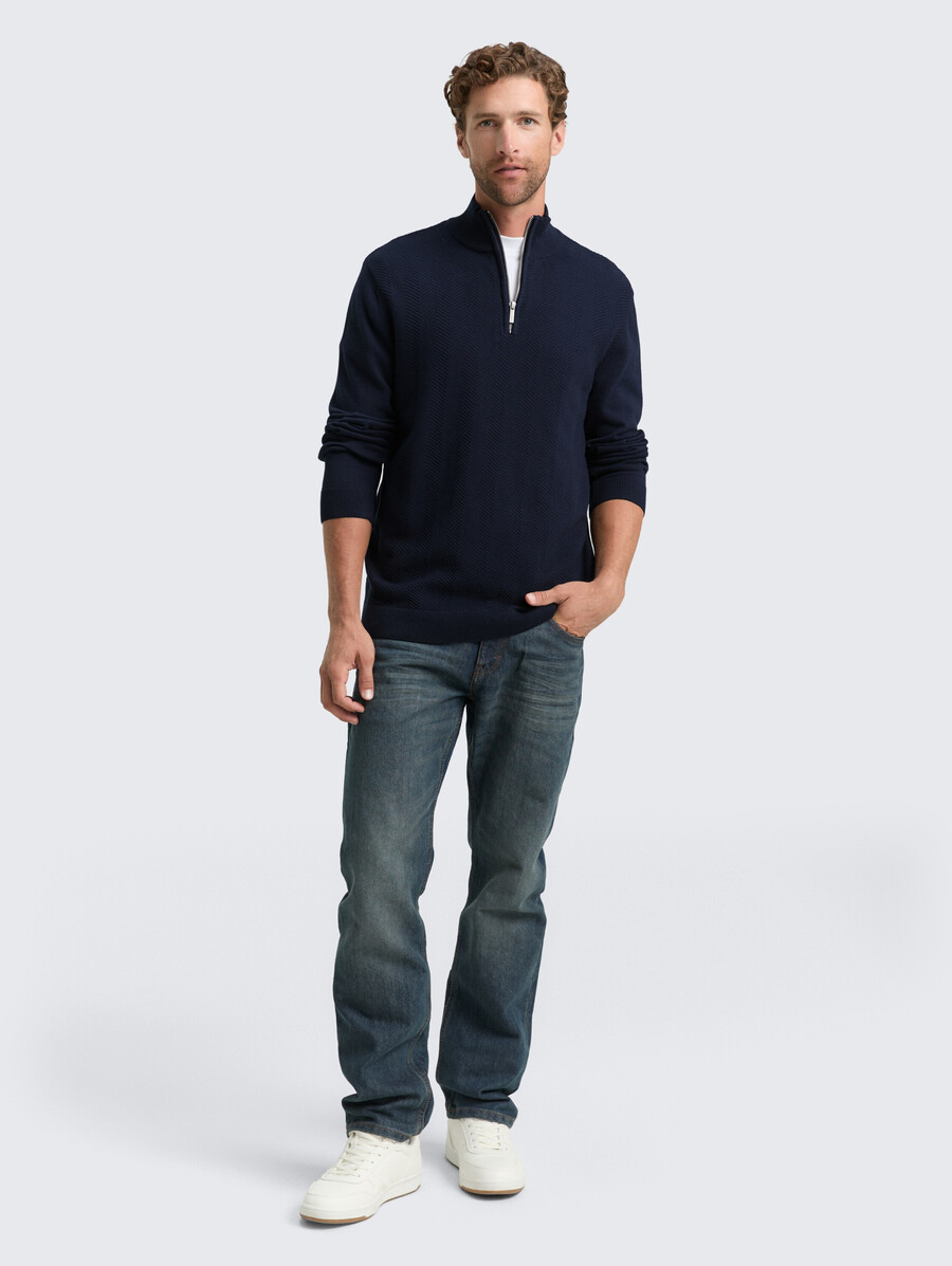 maglione troyer in maglia con trama a spina di pesce