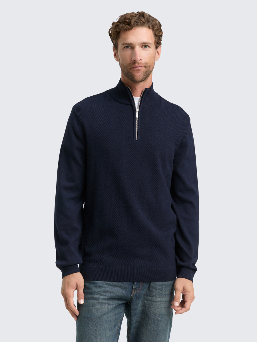 maglione troyer in maglia con trama a spina di pesce