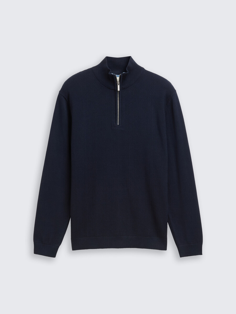 maglione troyer in maglia con trama a spina di pesce