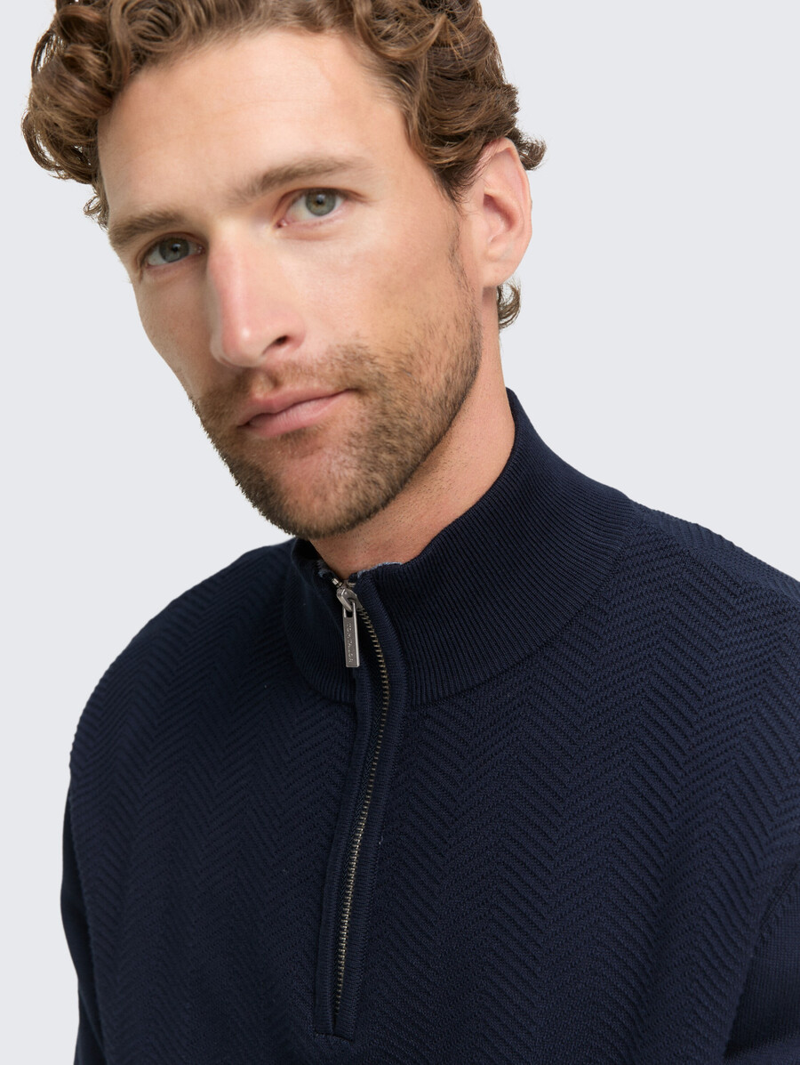 maglione troyer in maglia con trama a spina di pesce
