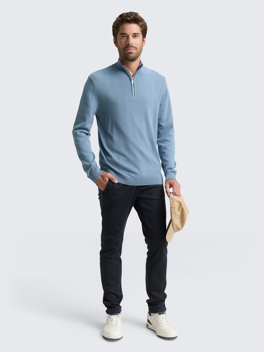 maglione troyer in maglia con trama a spina di pesce