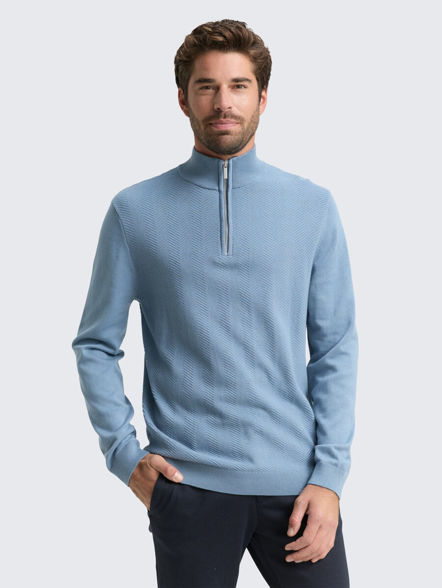 maglione troyer in maglia con trama a spina di pesce