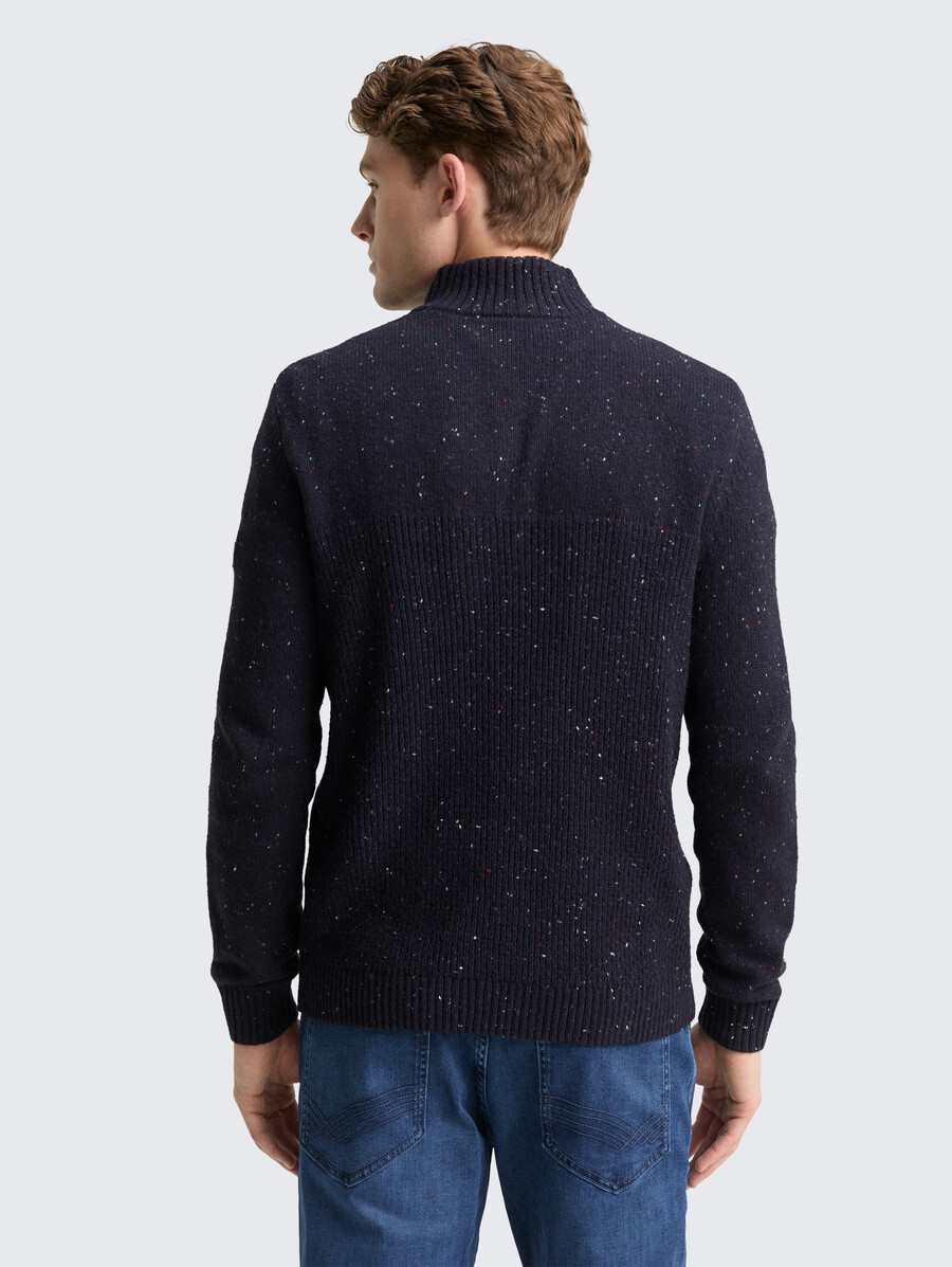 maglione lavorato a maglia troyer con texture miste