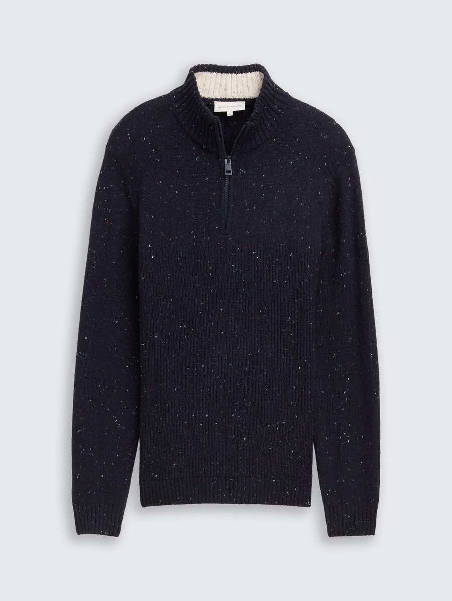 maglione lavorato a maglia troyer con texture miste