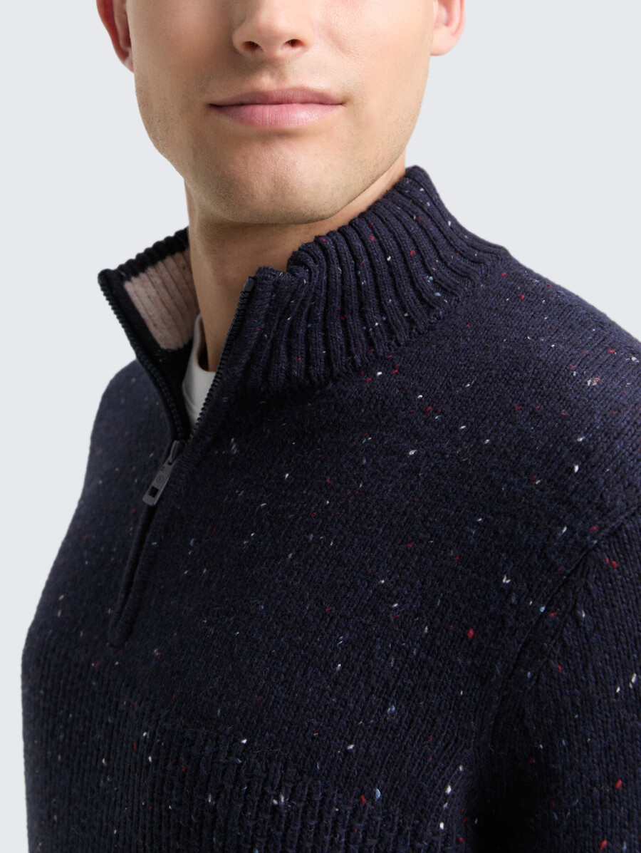 maglione lavorato a maglia troyer con texture miste