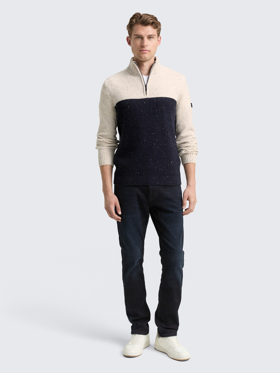 maglione lavorato a maglia troyer con texture miste