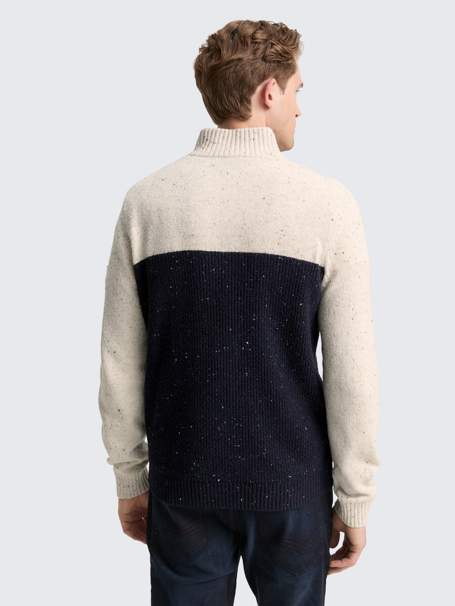 maglione lavorato a maglia troyer con texture miste