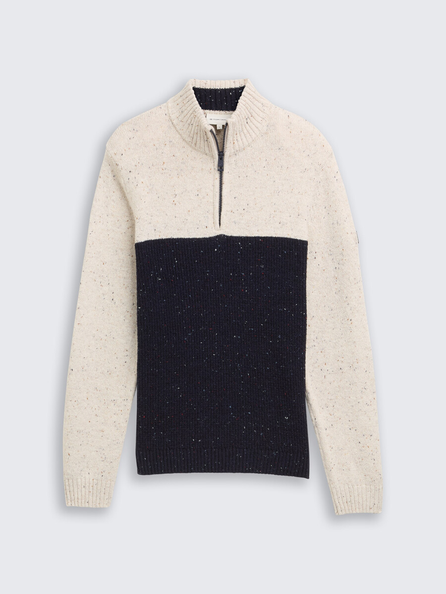 maglione lavorato a maglia troyer con texture miste