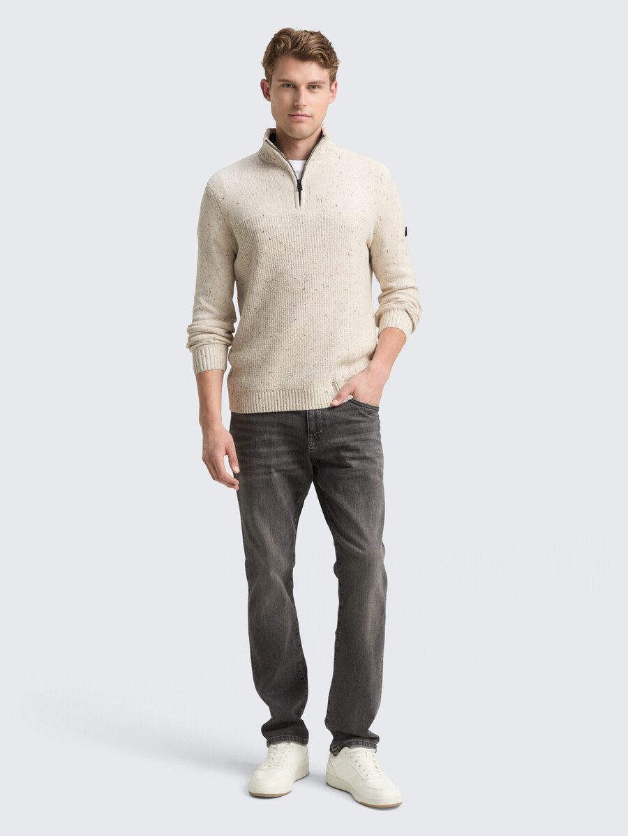 maglione lavorato a maglia troyer con texture miste