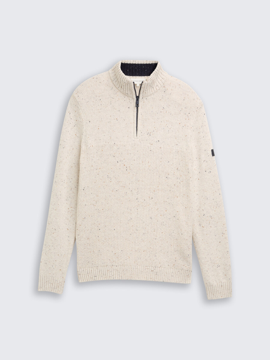 maglione lavorato a maglia troyer con texture miste