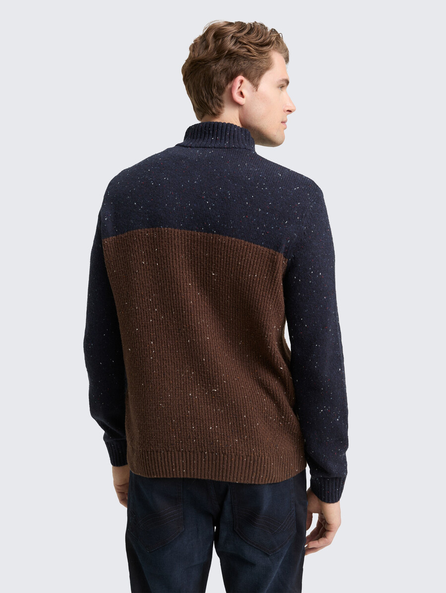 maglione lavorato a maglia troyer con texture miste