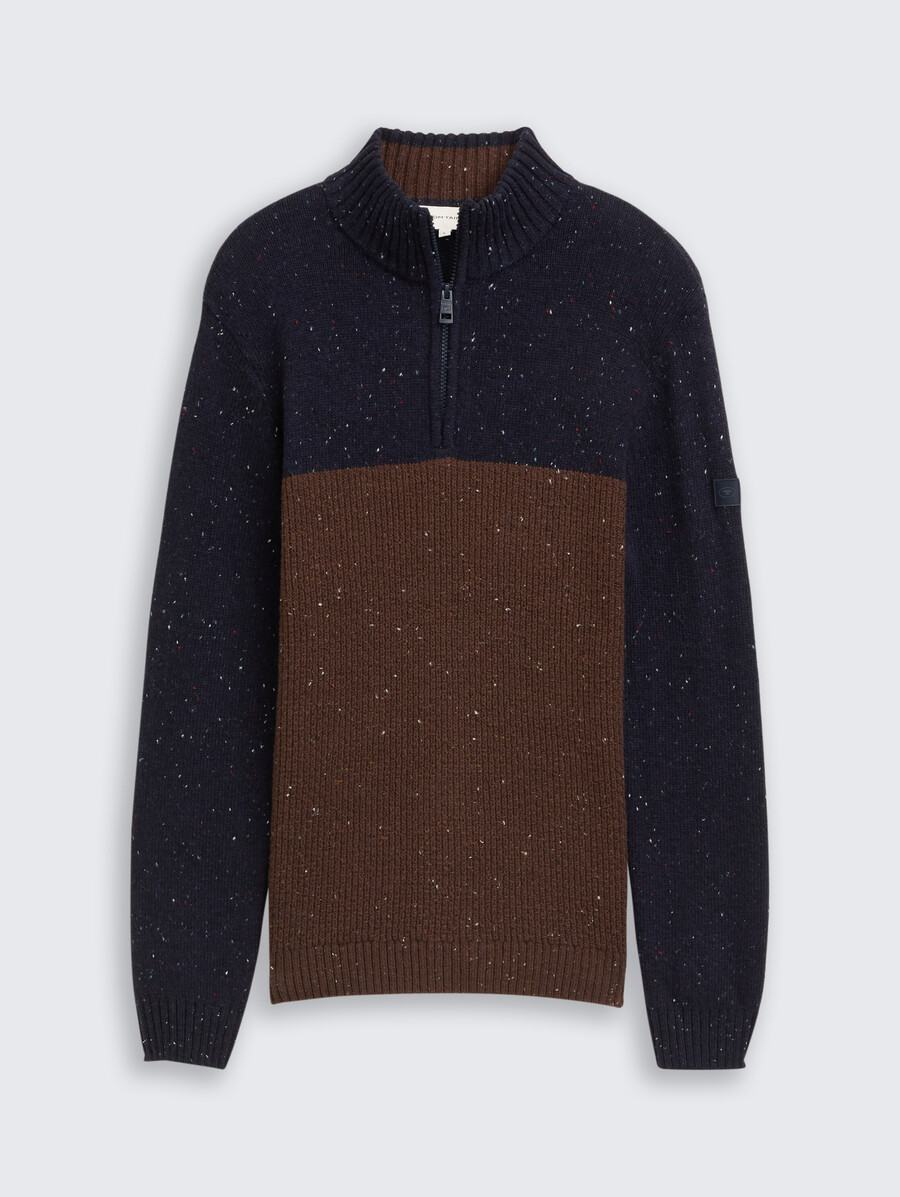 maglione lavorato a maglia troyer con texture miste