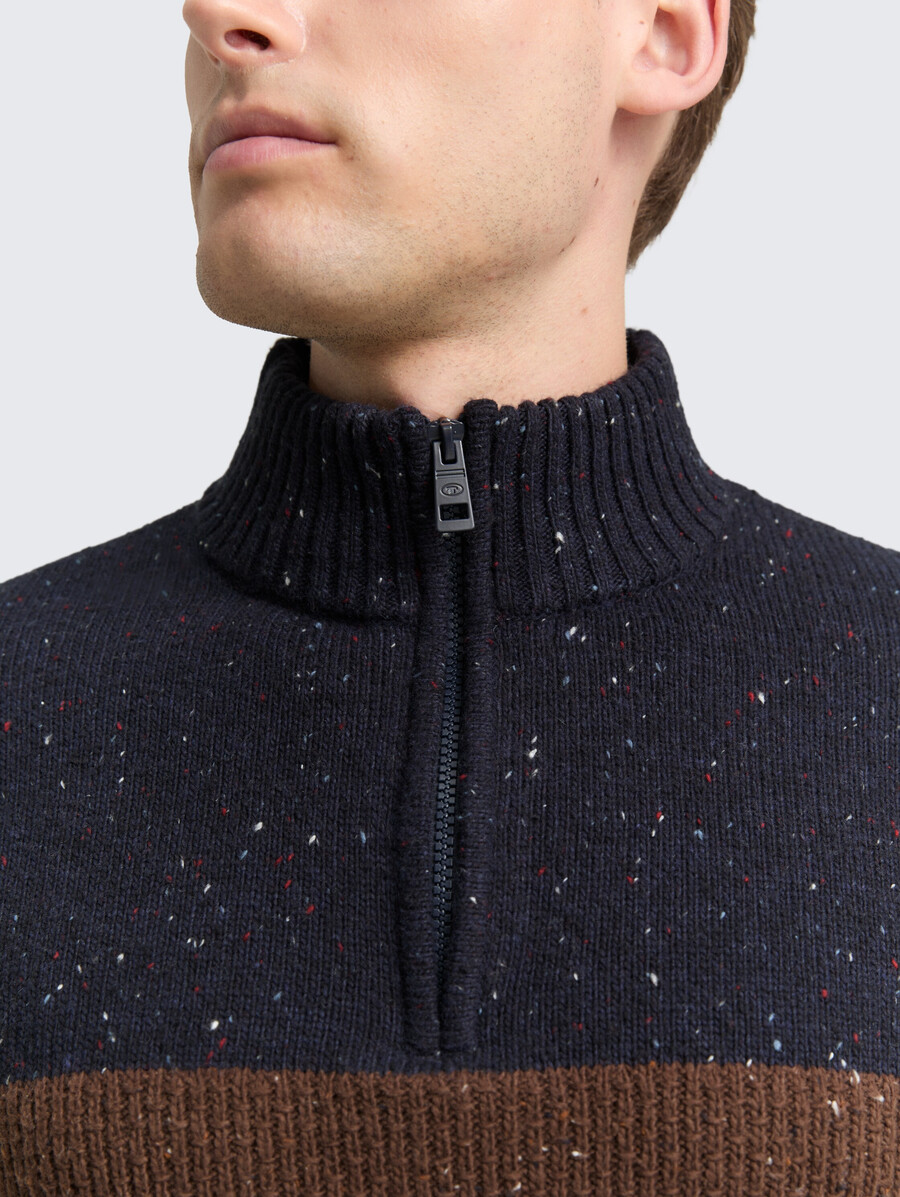 maglione lavorato a maglia troyer con texture miste