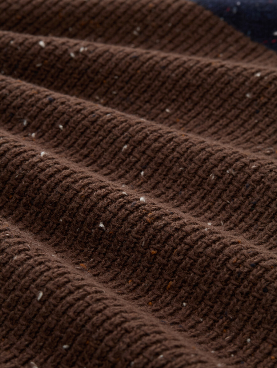 maglione lavorato a maglia troyer con texture miste