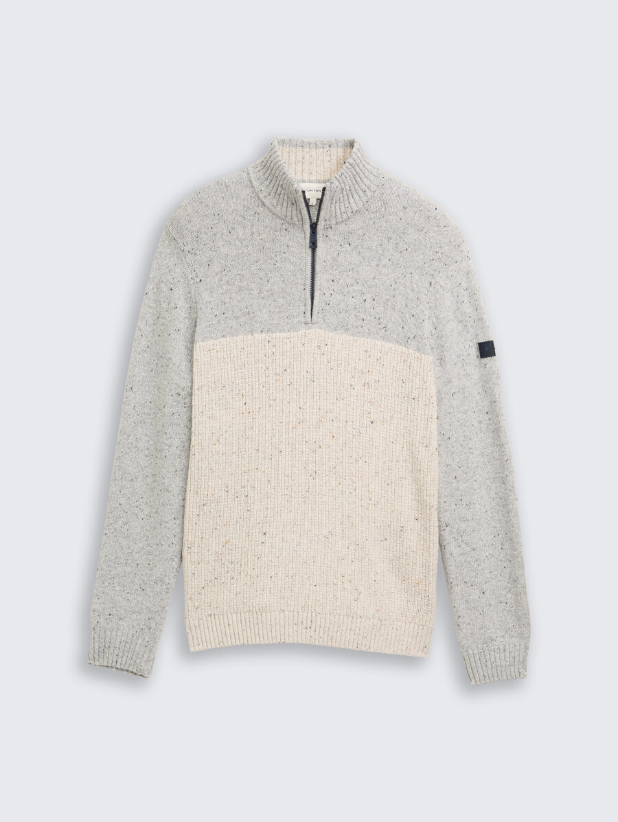 maglione lavorato a maglia troyer con texture miste