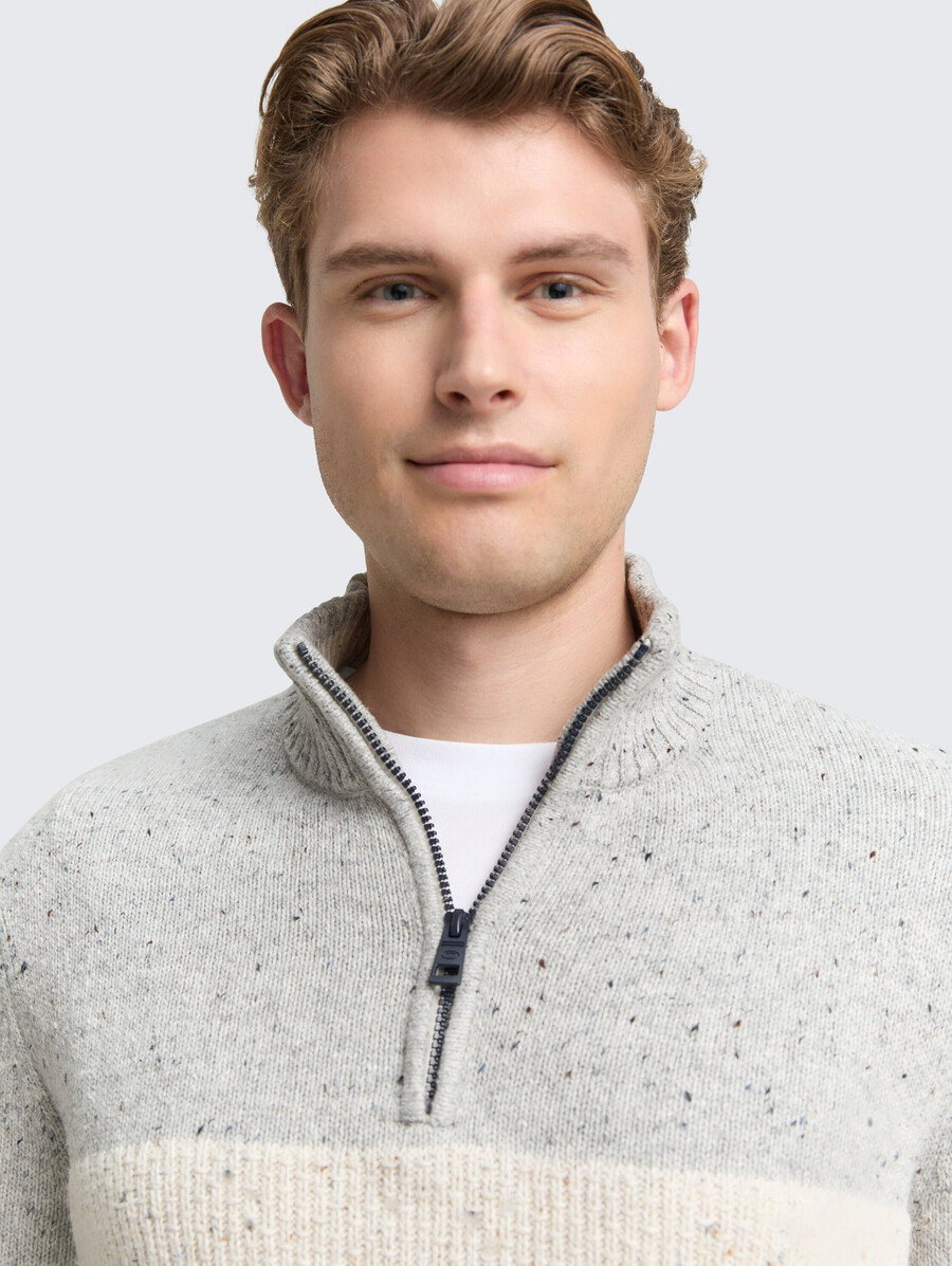 maglione lavorato a maglia troyer con texture miste