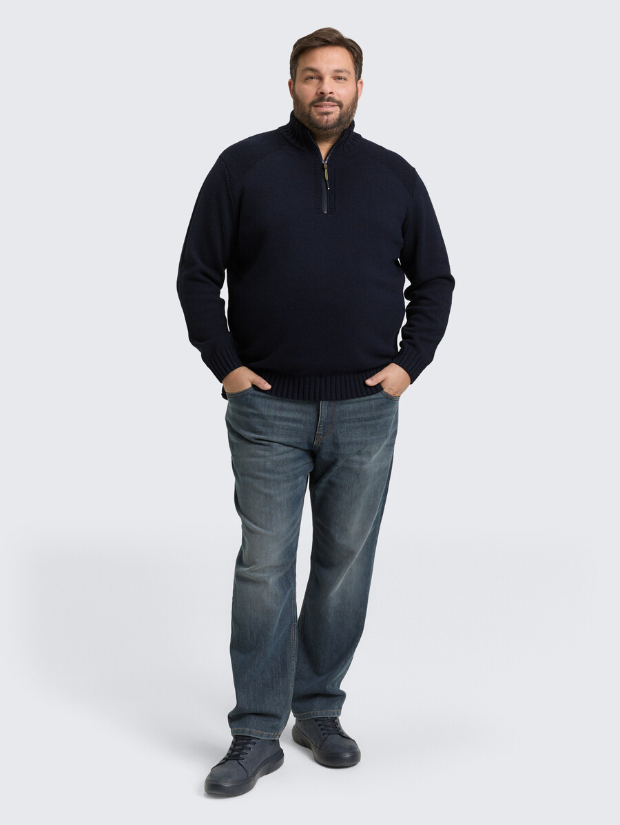 plus size - maglione troyer in maglia con dettagli a coste