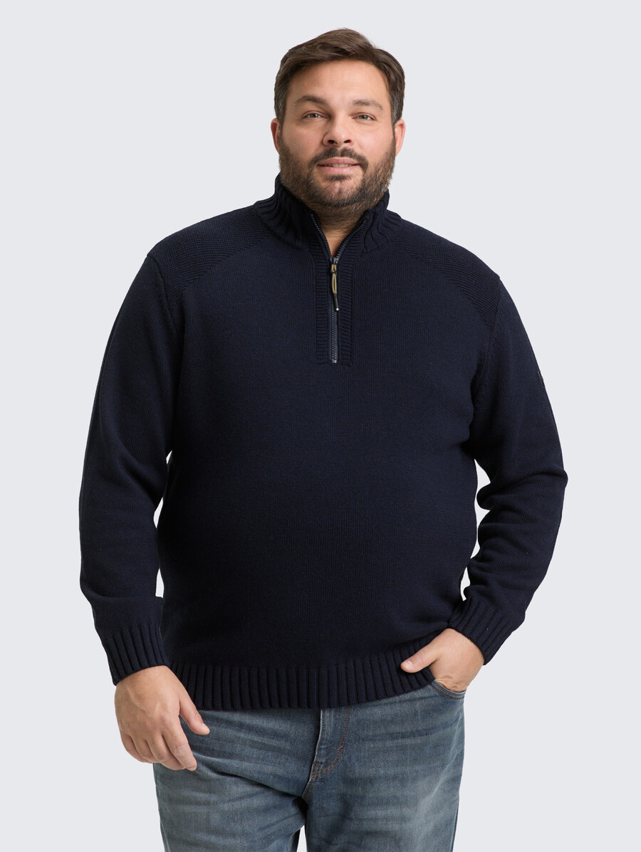 plus size - maglione troyer in maglia con dettagli a coste