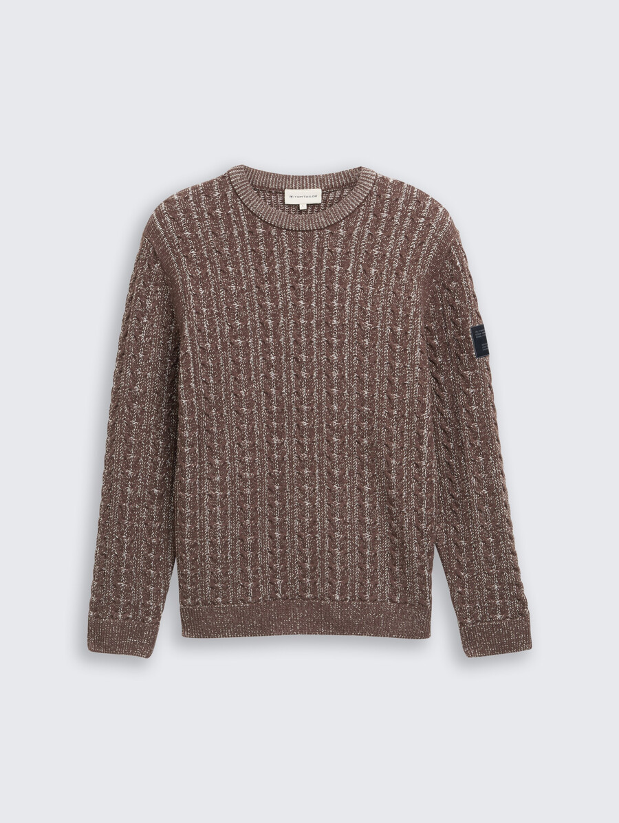 maglione lavorato a maglia con motivo a trecce