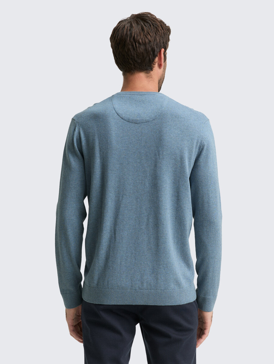 maglione in maglia di cotone con scollo a v