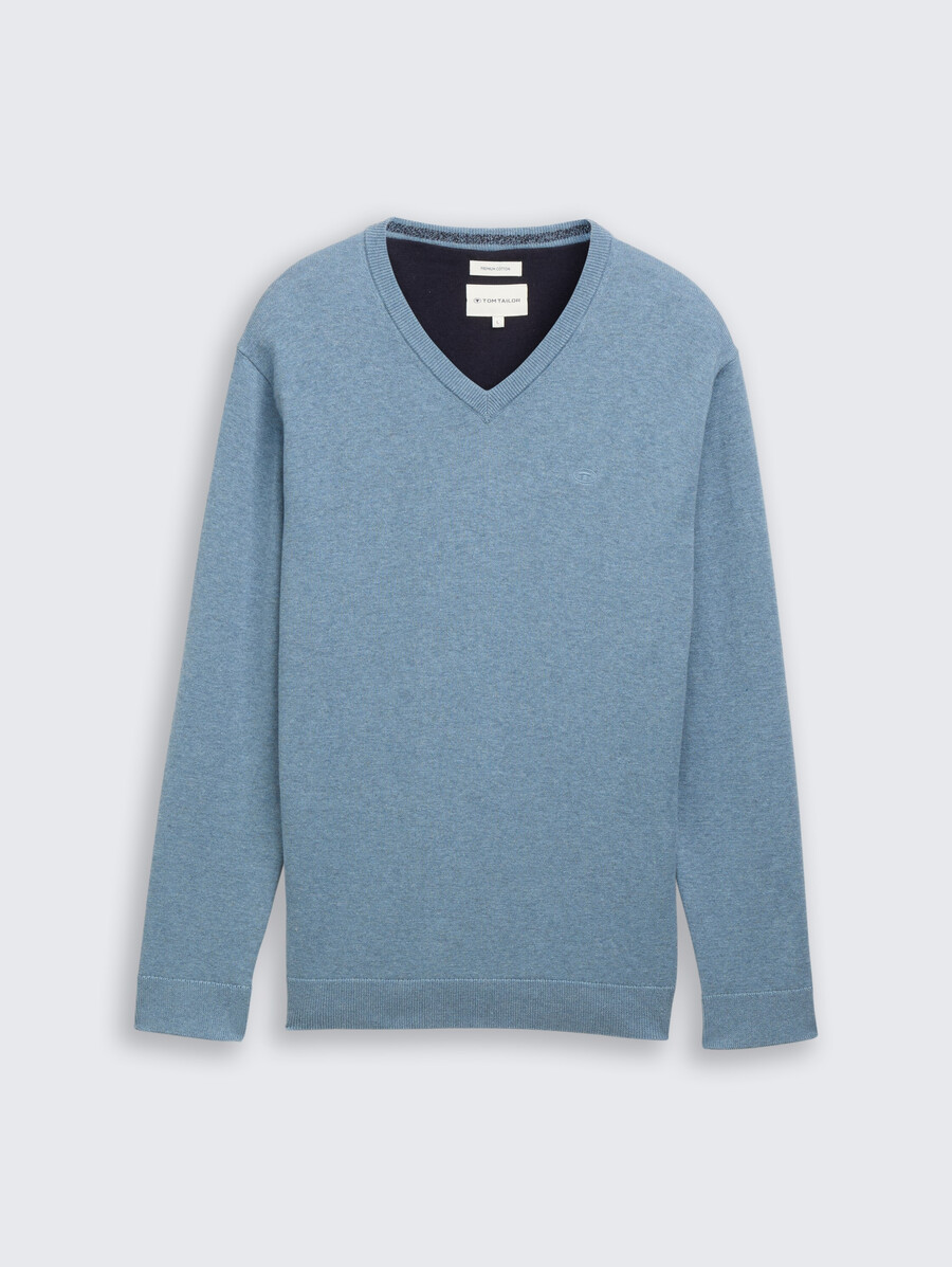maglione in maglia di cotone con scollo a v