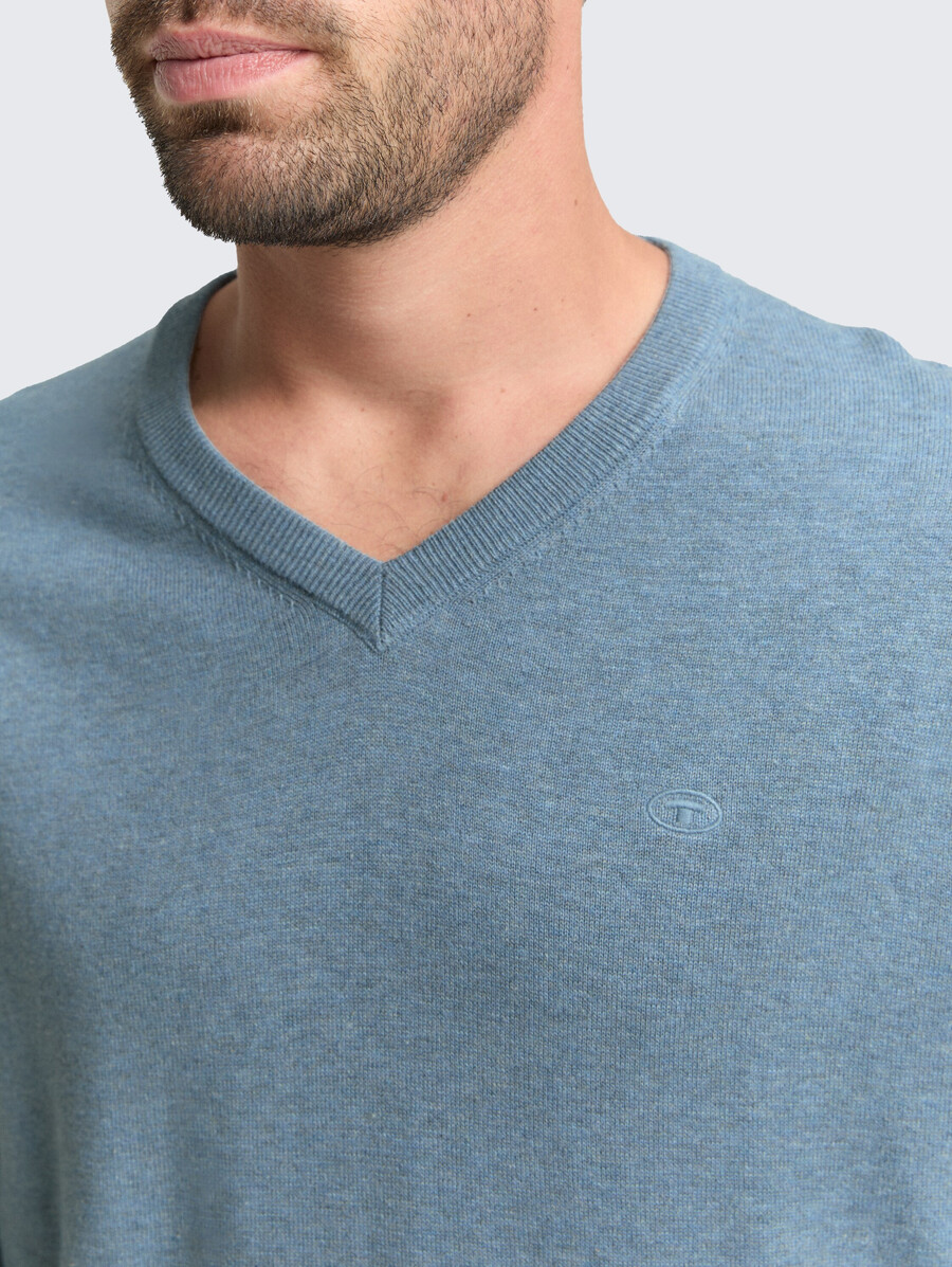 maglione in maglia di cotone con scollo a v