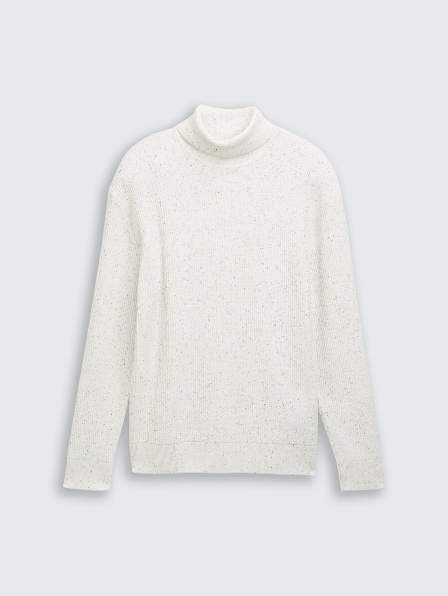 maglione a collo alto in filato a nodi