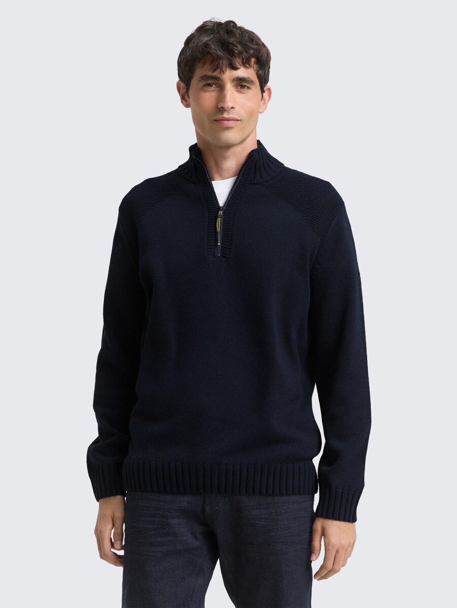maglione lavorato a maglia troyer con dettagli a coste