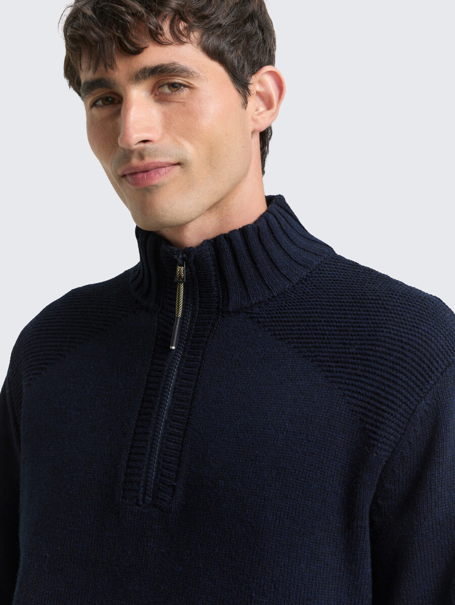 maglione lavorato a maglia troyer con dettagli a coste