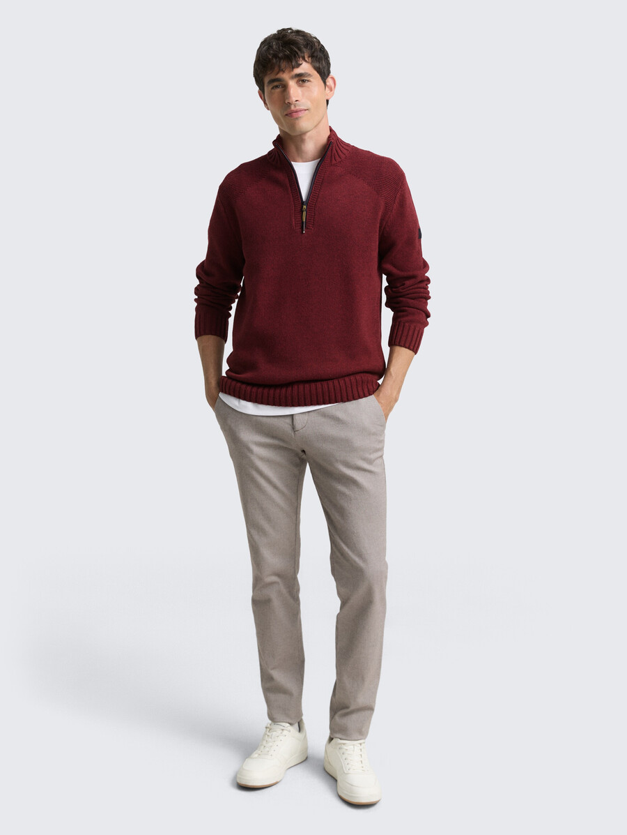 maglione lavorato a maglia troyer con dettagli a coste