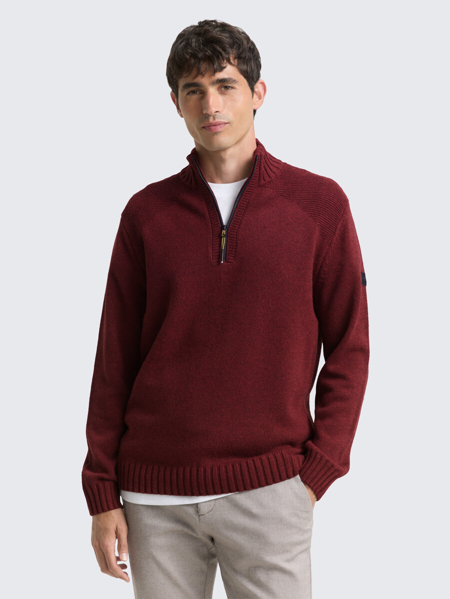 maglione lavorato a maglia troyer con dettagli a coste