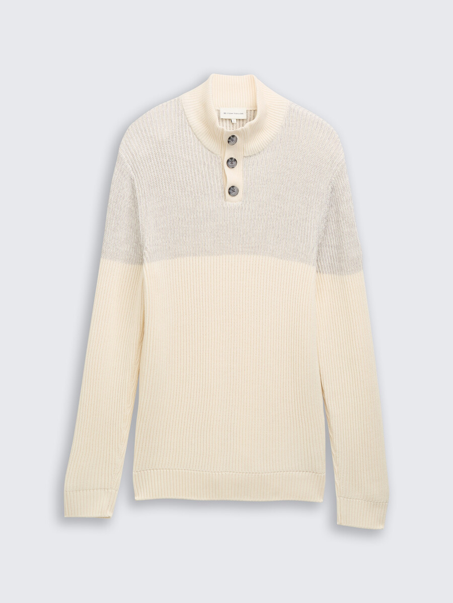 maglione lavorato a maglia troyer con abbottonatura