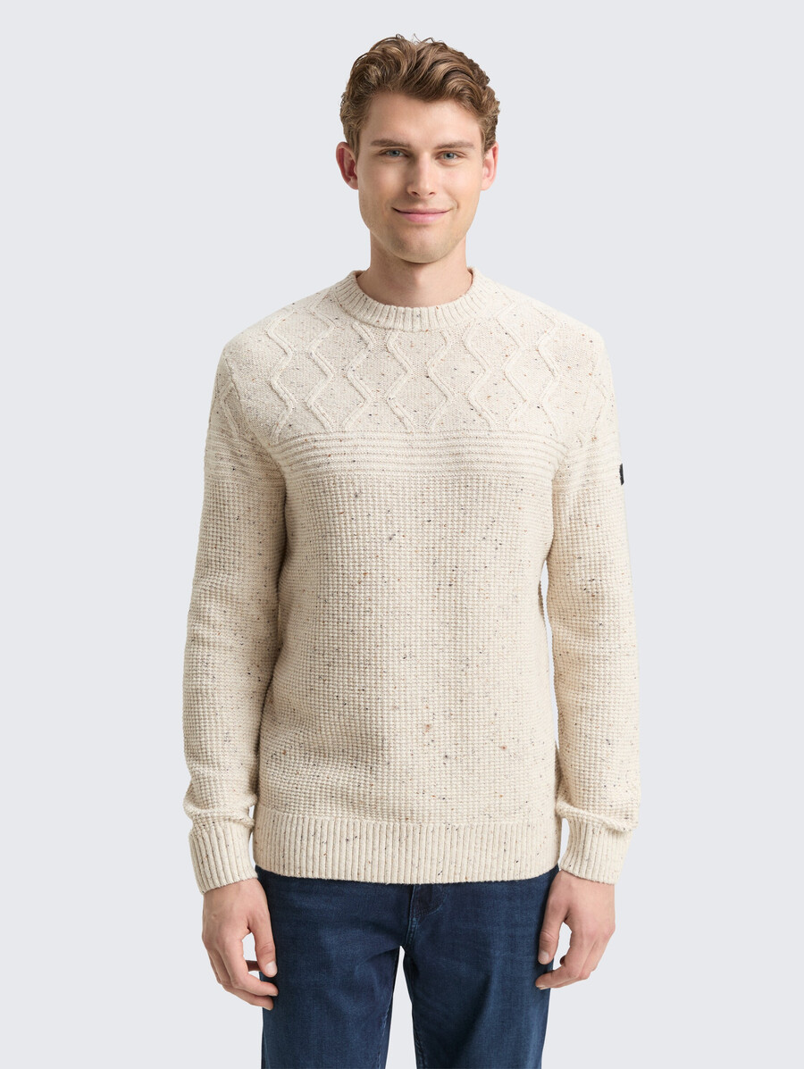 maglione lavorato a maglia con texture miste